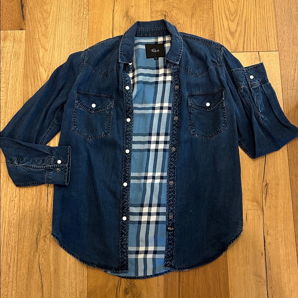 Rails Indigo Denim Shirt with Plaid Interior. Like New. Worn once